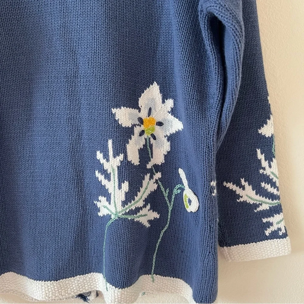 Storybook Knits Celestial Blooms Vintage 90s Floral Embroidered Cardigan S - Picture 13 of 16